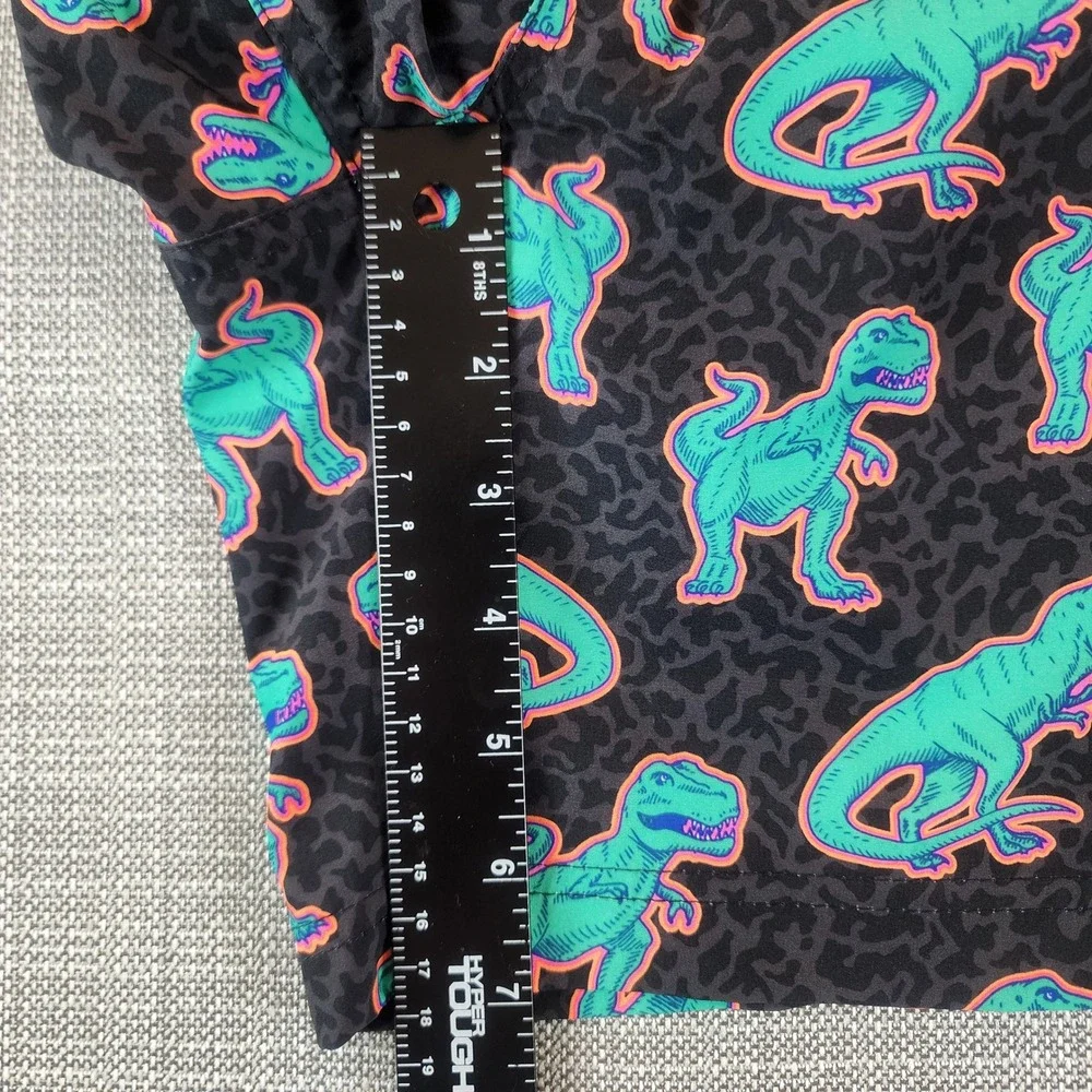Member's Mark Mens M Resort Swim Trunk Black Green Dinosaur Print Board Shorts